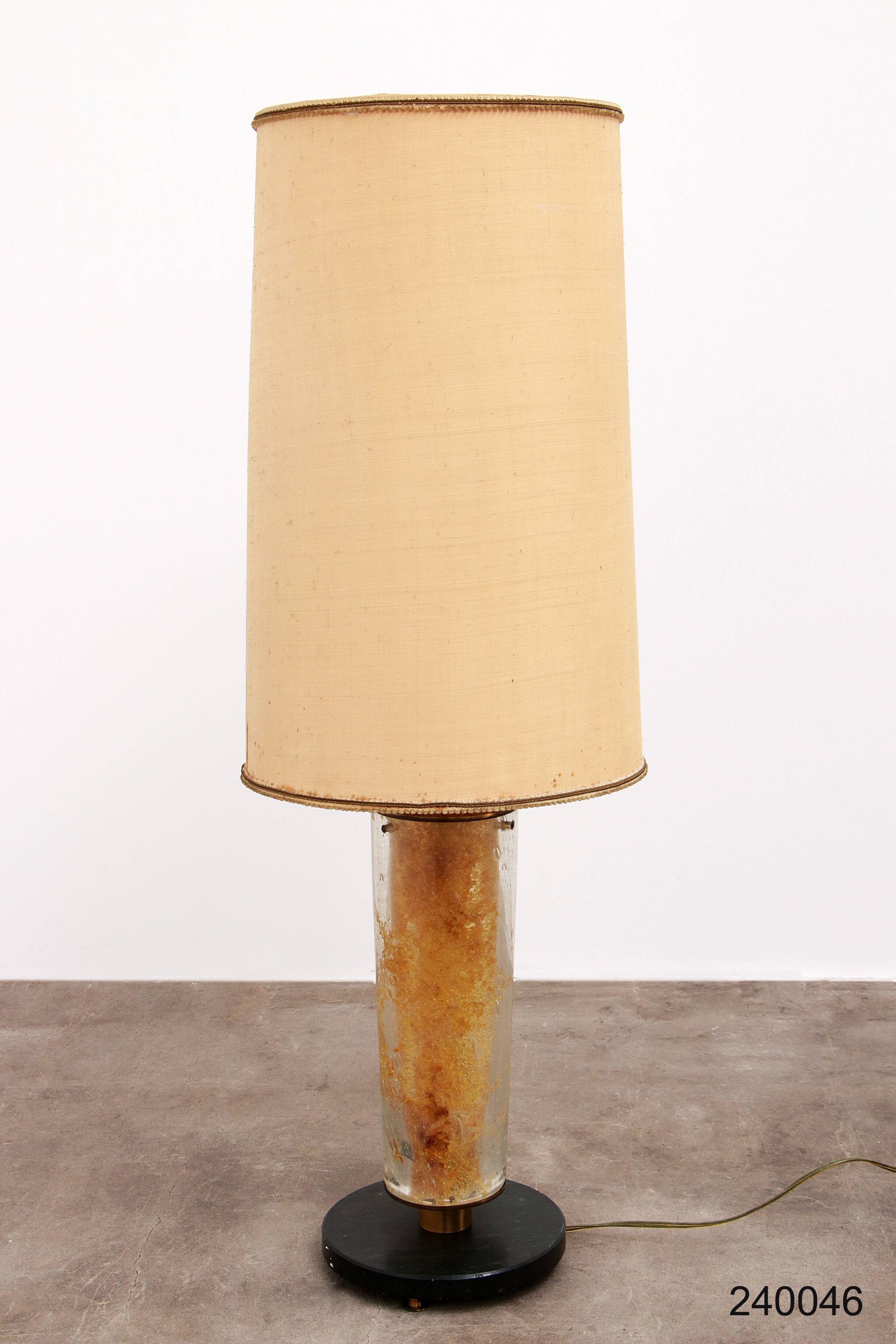 Brutalist Table Lamp Marble & Glass, Vintage 1980