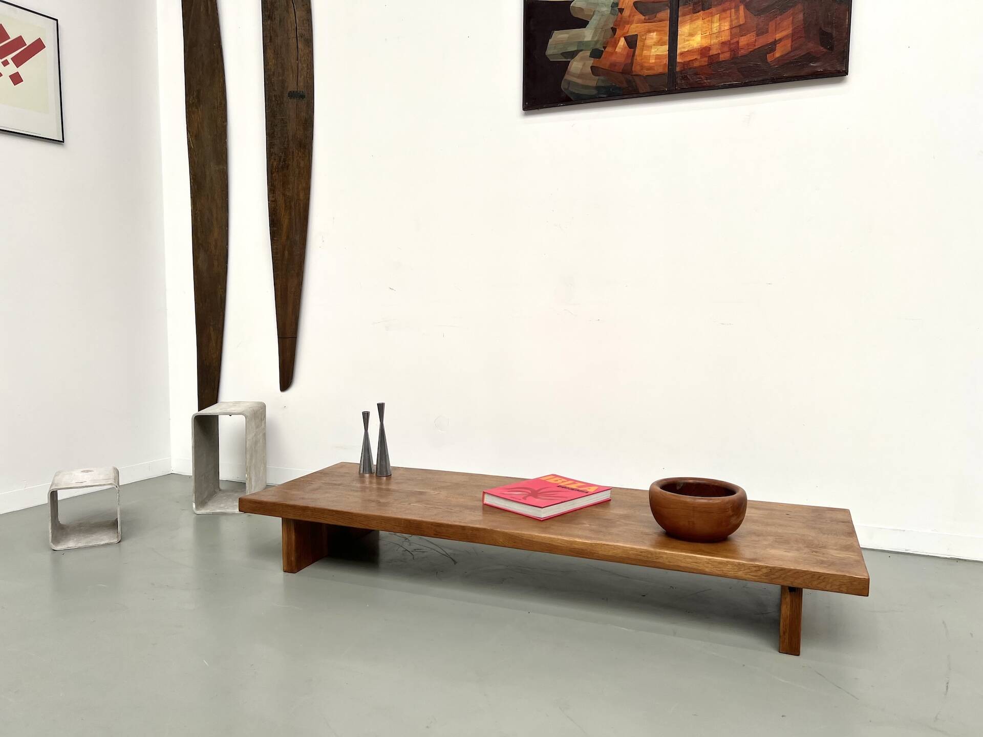 Solid oak coffee table, 1950s