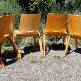 Set of 6 stackable Scandinavian wooden bistro chairs