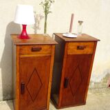 Oak bedside tables, vintage pair