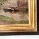 Authentic oil on canvas of a landscape with barges, view of the Seine.