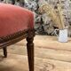 Armchair Voltaire or shepherdess and foot rest in pink velvet Louis XVI