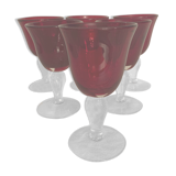 6 red bubbled puffed glasses on foot