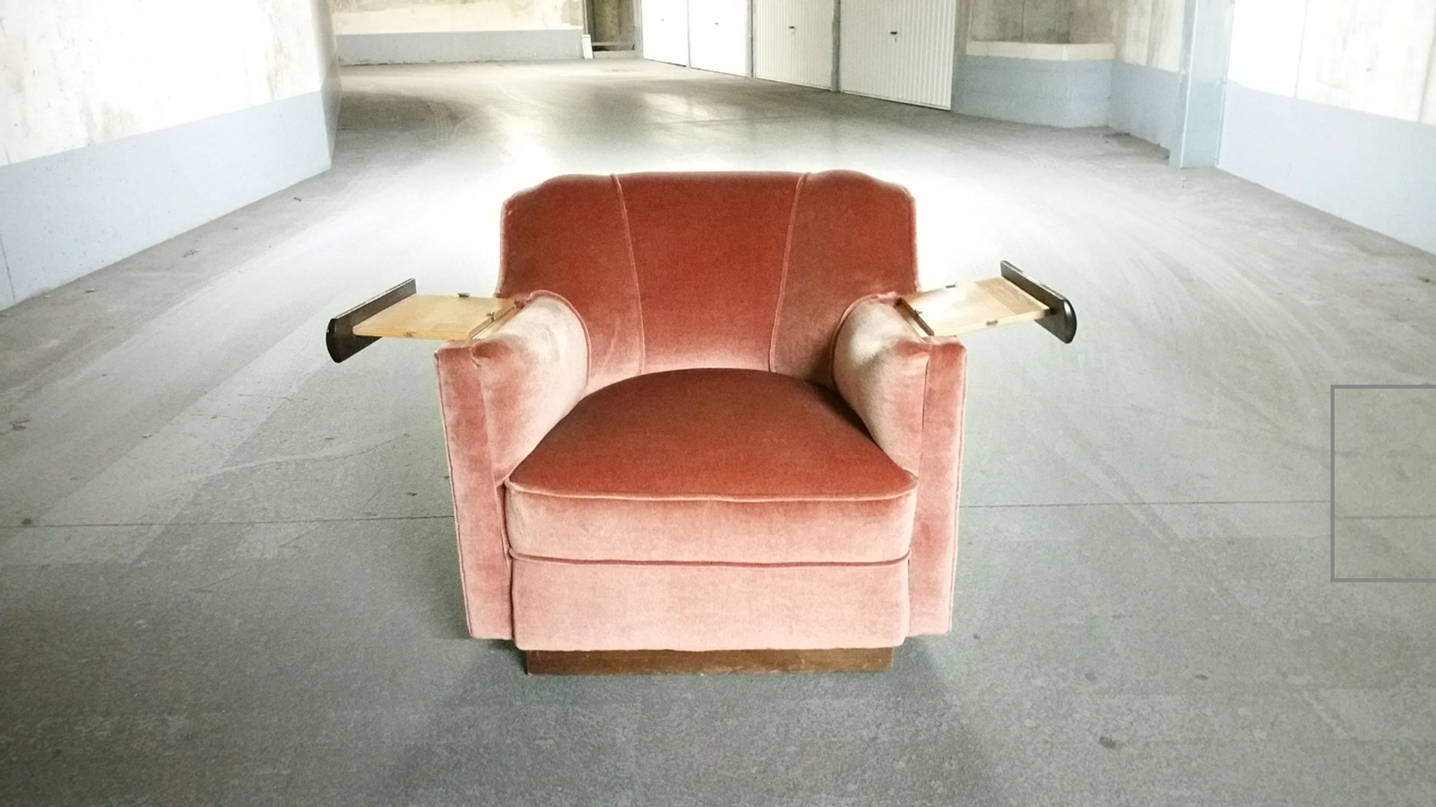 Fauteuil club art deco années 30/40 à système tablettes