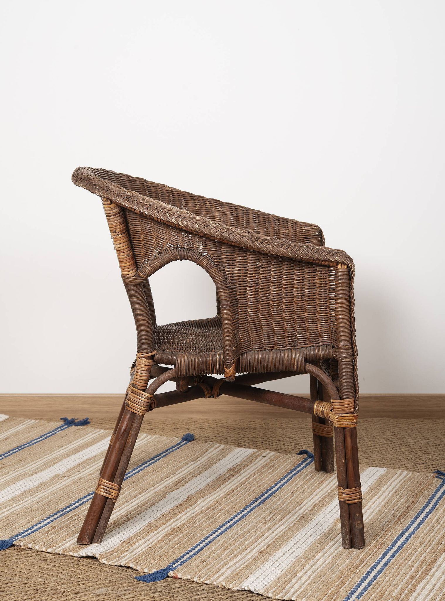 Fauteuil Rotin Vintage, en osier, lot de 3