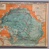 Large vintage school wall map – Pacific Ocean