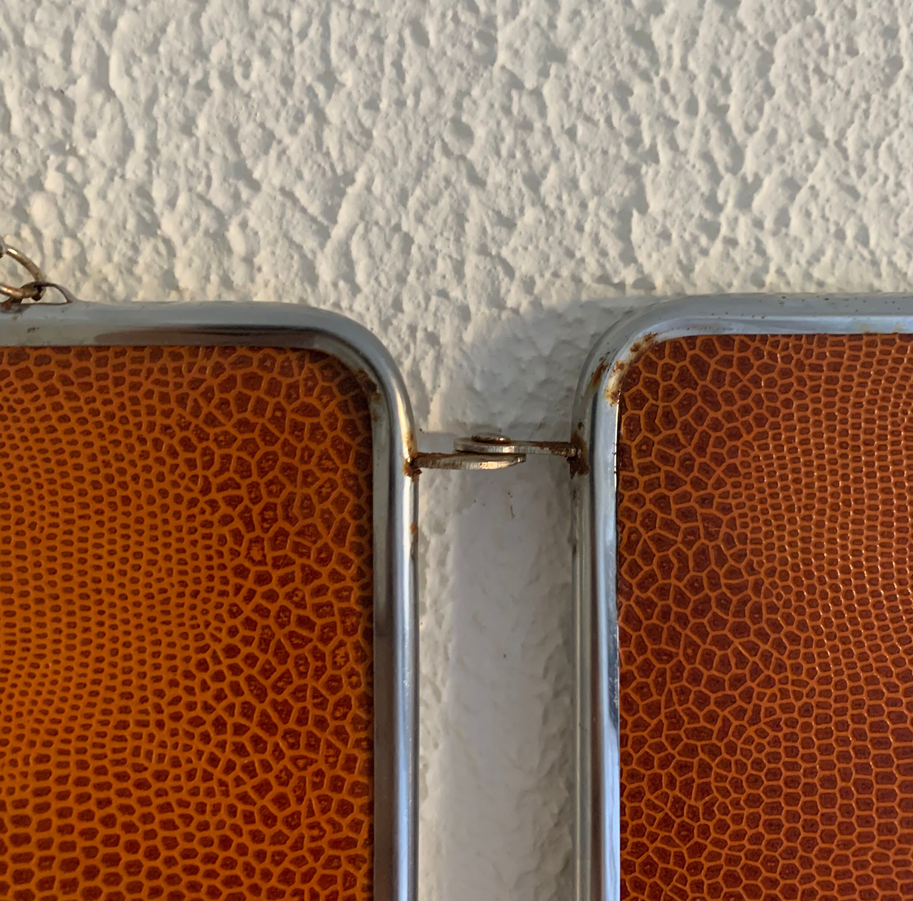 Mirror triptych barber orange rust vintage 1960 - 24 x 59 cm