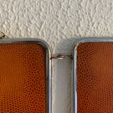 Mirror triptych barber orange rust vintage 1960 - 24 x 59 cm