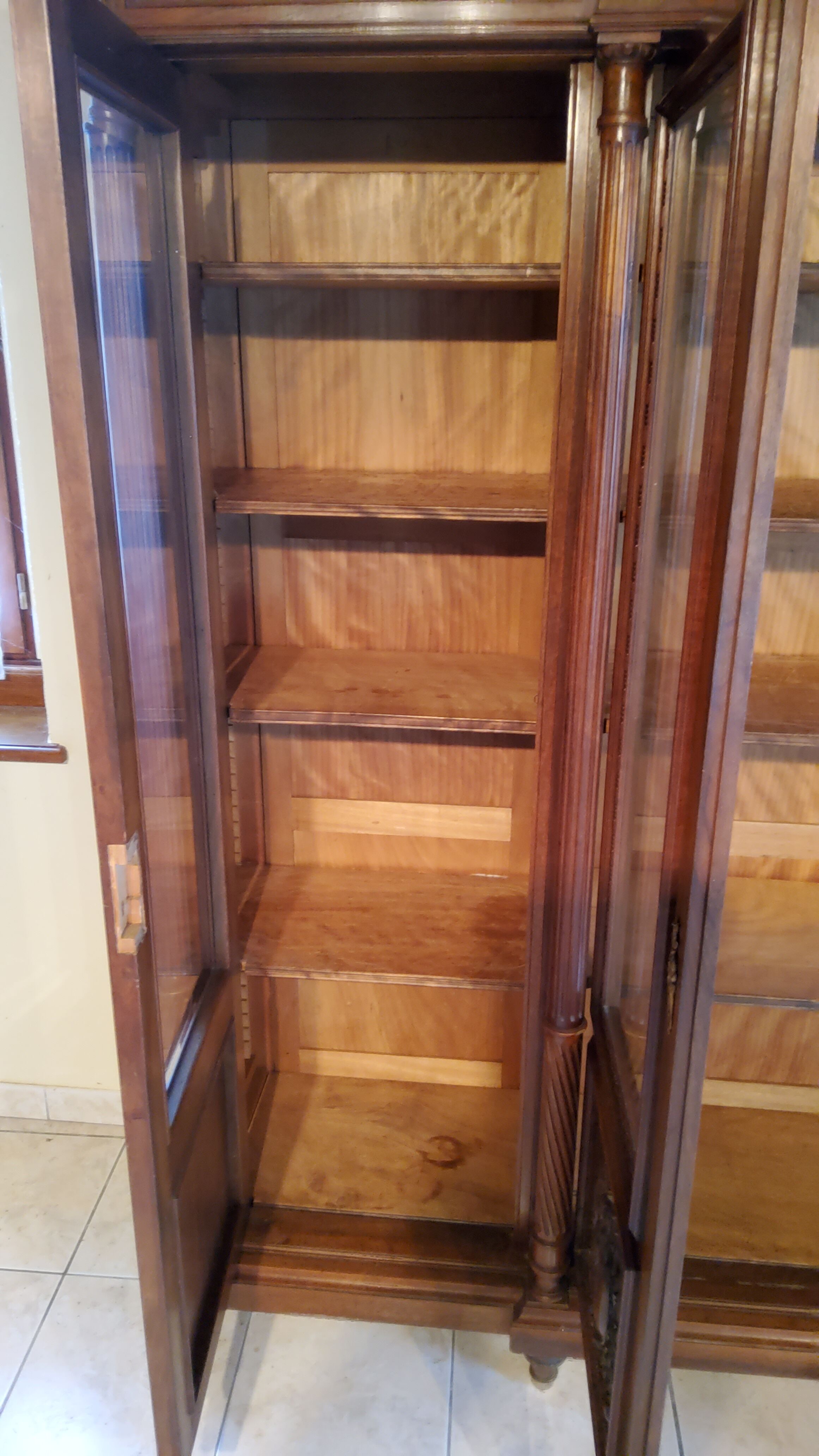 Late nineteenth century Louis XVI style library in walnut