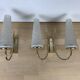 Pair of brass and opaline wall lamps 50s