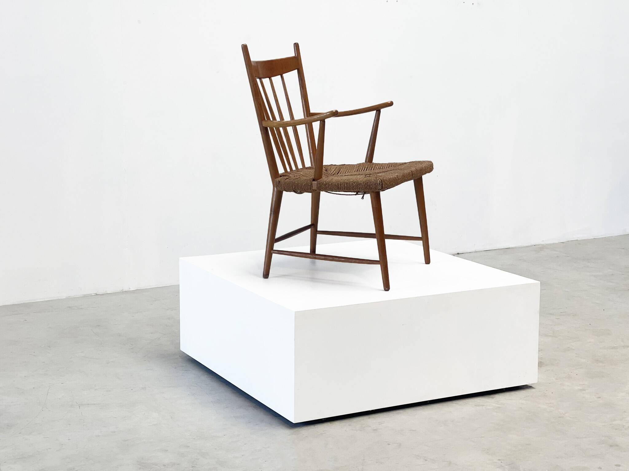 1950's dutch rattan and oak lounge / easy chair