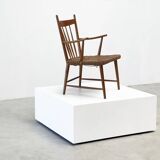 1950's dutch rattan and oak lounge / easy chair