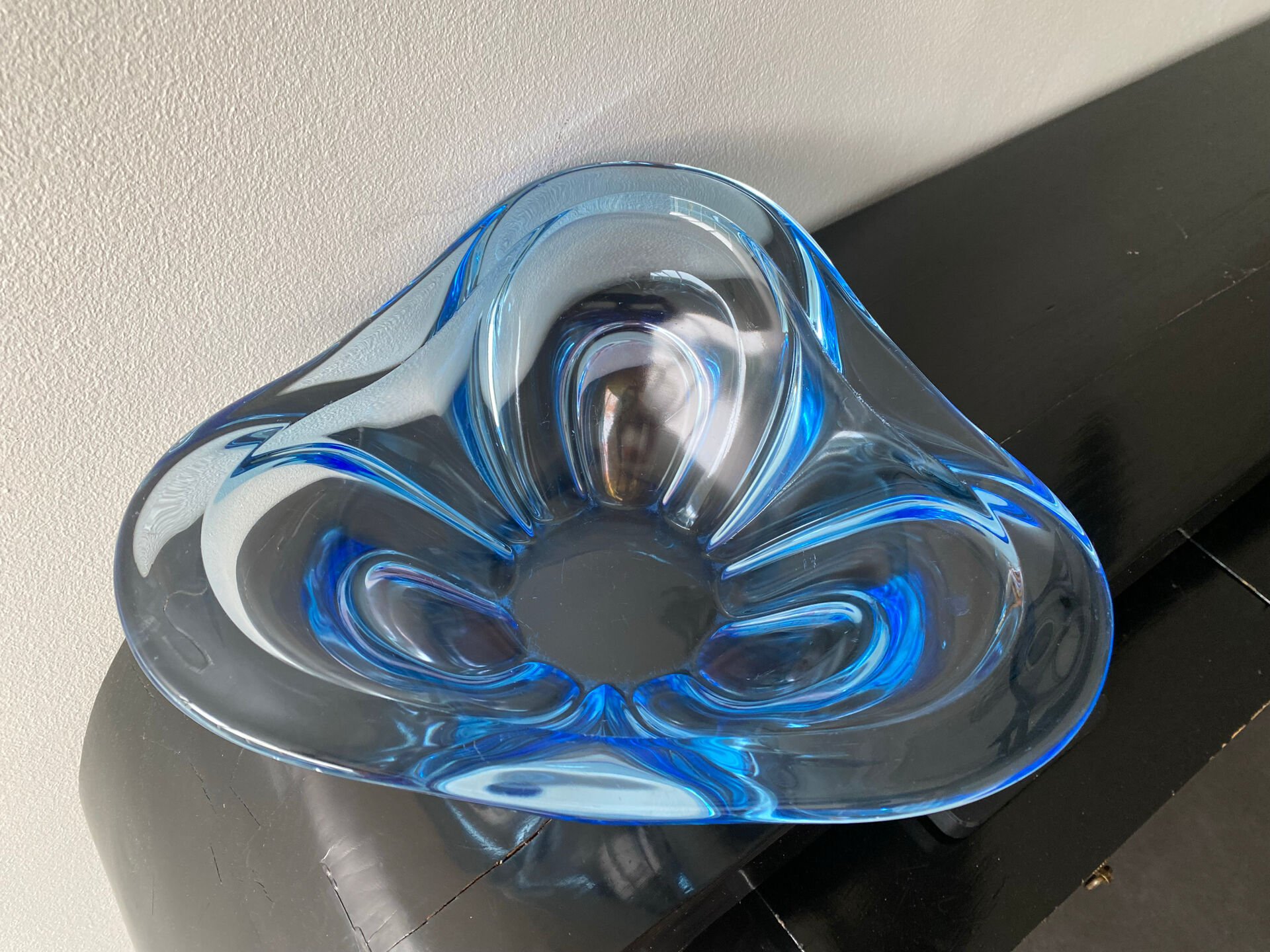 Large light blue Murano fruit bowl