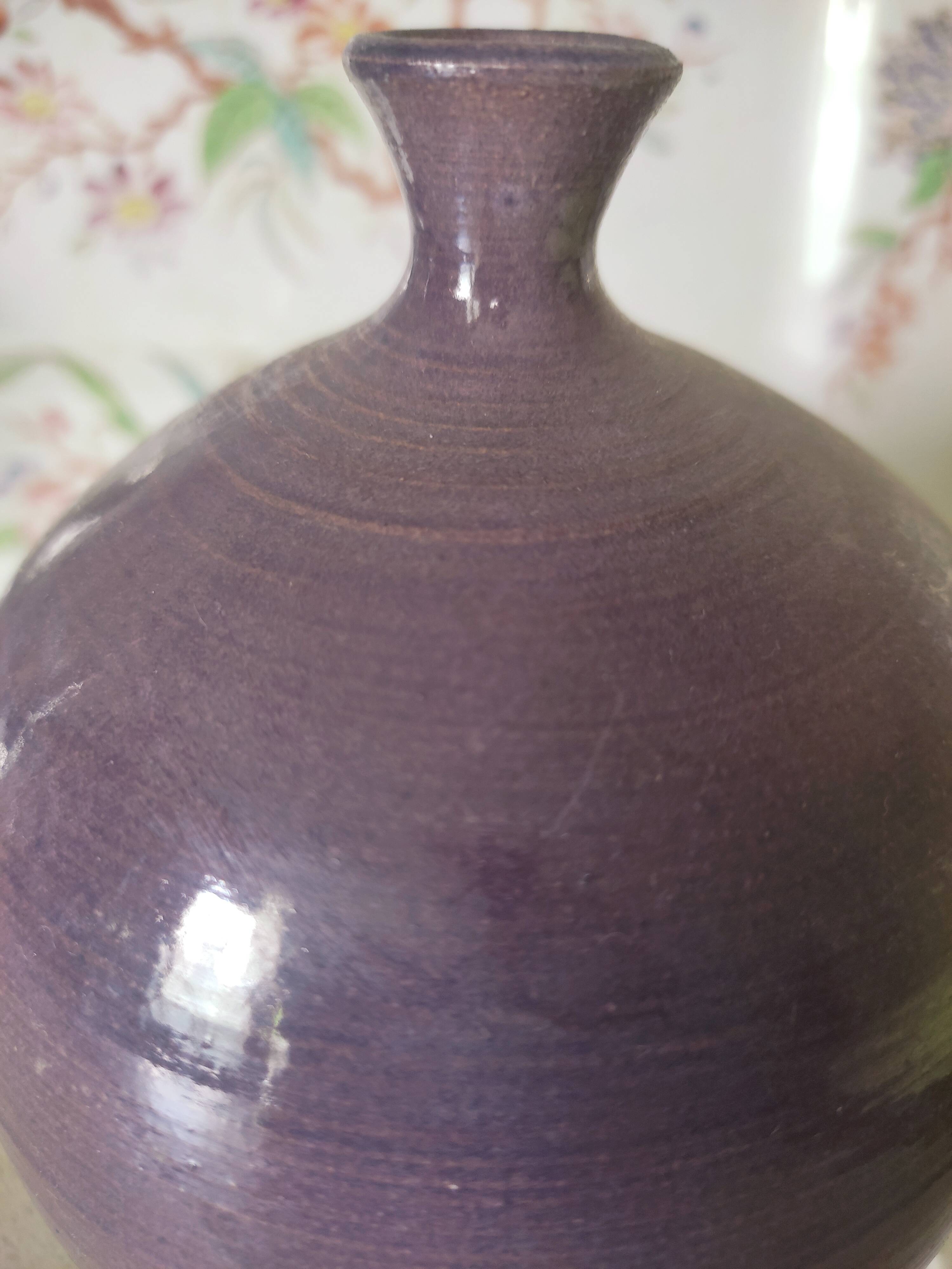 Enamelled stoneware ball vase