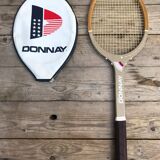 Old lady ace wood and leather vintage tennis racquet