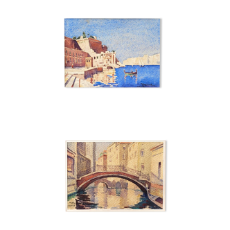 2 Aquarelles de Joël Thézard - Venise