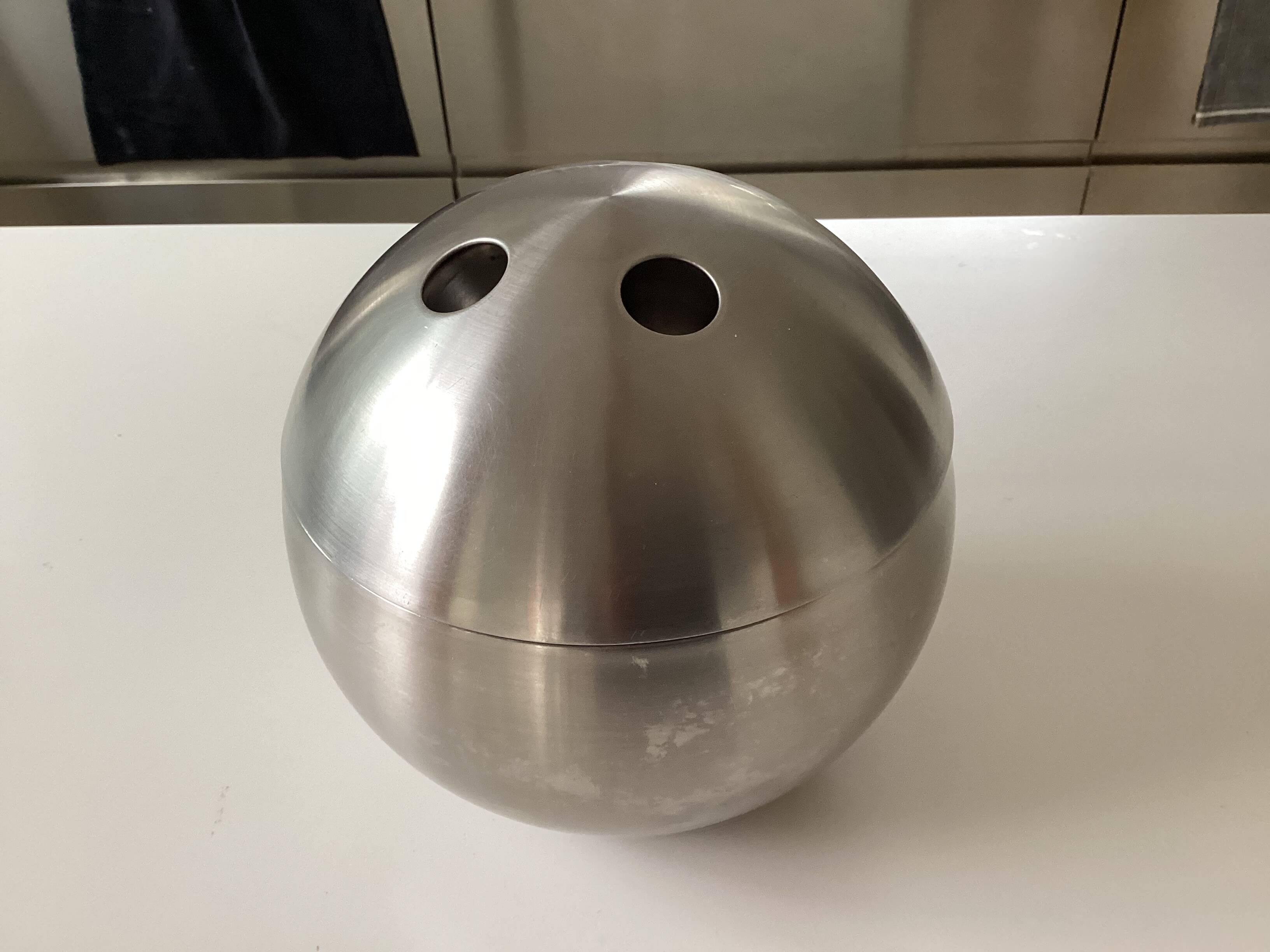 70's stainless steel bowling ball ice bucket