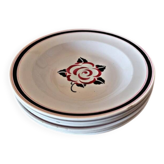 Deep plates Sarreguemines Noyon, black burgundy colour.