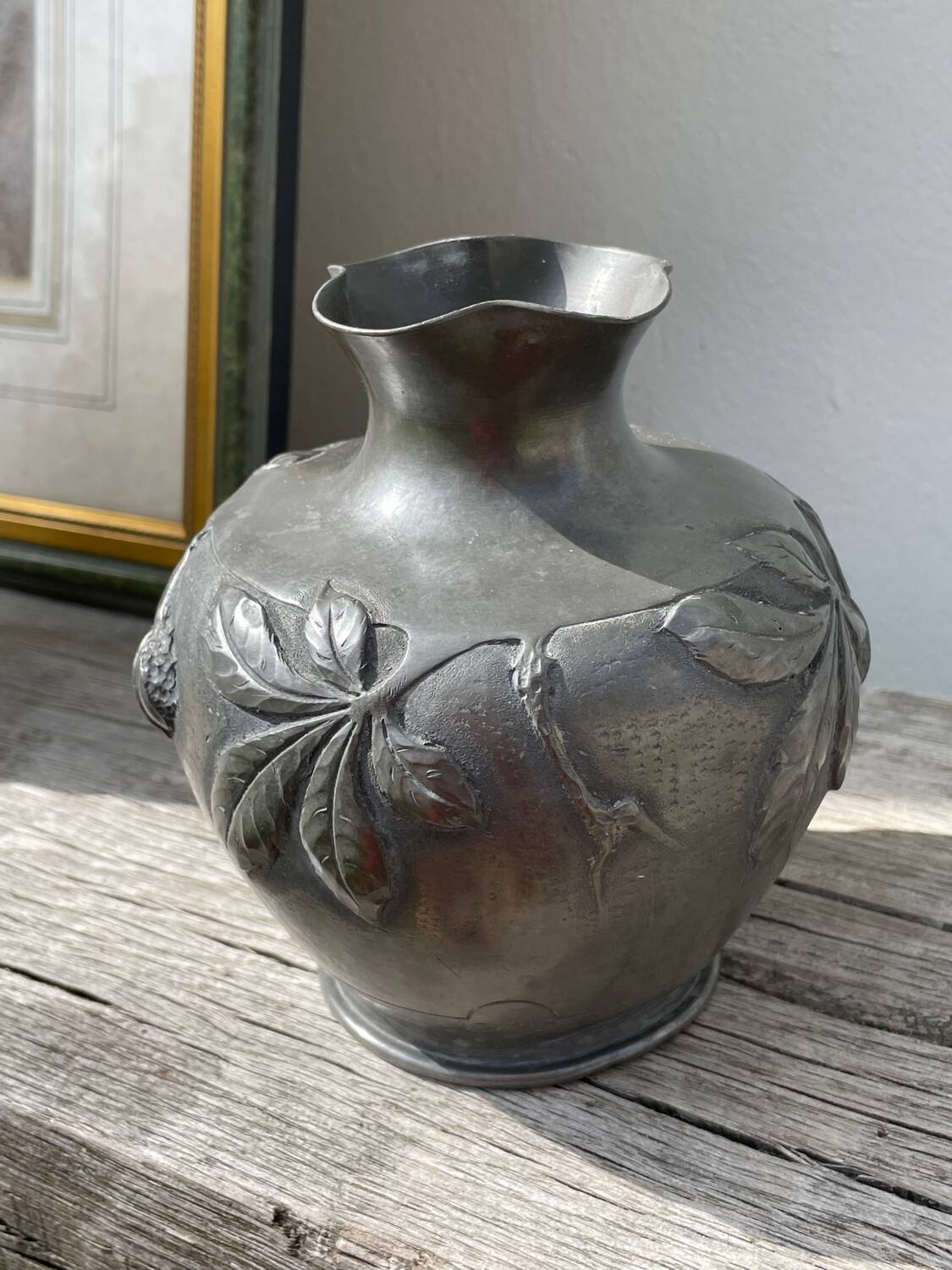 Art Nouveau pewter vase signed Cortesi
