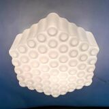 Set of three mid-century milk glass flush mounts or wall lights, Czechoslovakia