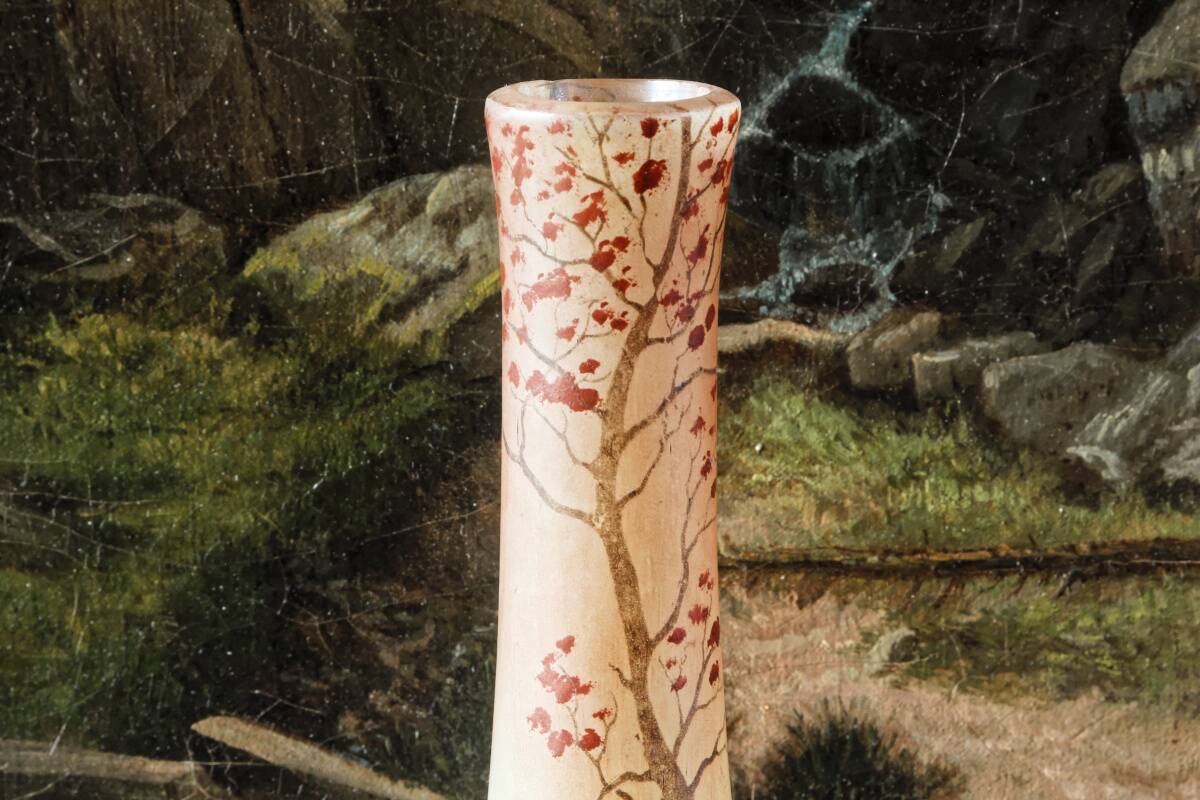 Legras enamelled glass soliflore vase