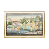 Handmade Indian painting on canvas, 1970s