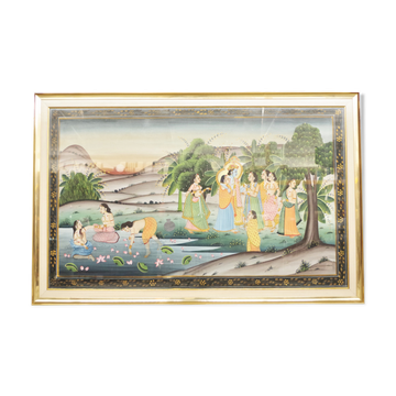 Handmade Indian painting on canvas, 1970s