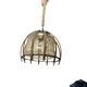 Vintage rattan pendant lamp with glass shade and cord accent