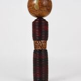 Decorative Kokeshi doll sculpture from northern Japan, hand-painted, signed.