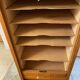 50s/60s light oak curtain filing cabinet low model with removable shelves