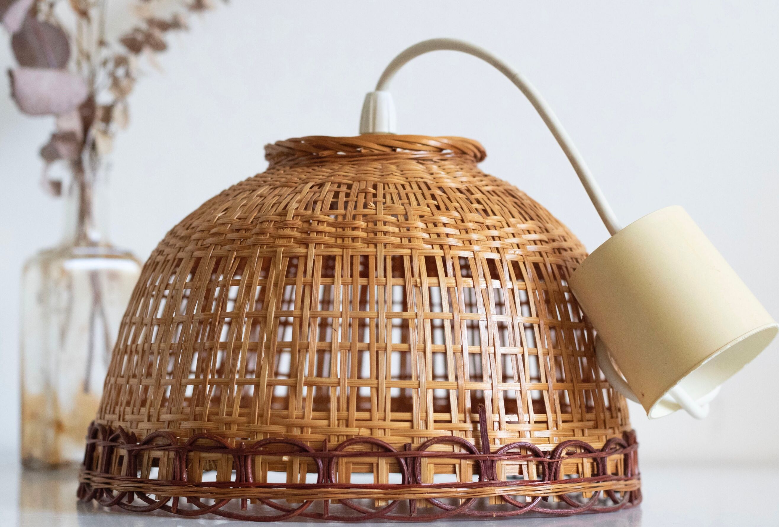 Vintage wicker pendant lamp