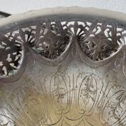Openwork silver-plated metal fruit bowl or basket