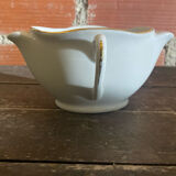 Double Sauce Boat Antique Gras & Maigre White Porcelain #D906