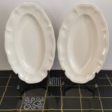 2 oval raviers Sarreguemines solid ivory color