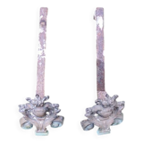 Antique Baroque Andirons in Brass & Cast Iron