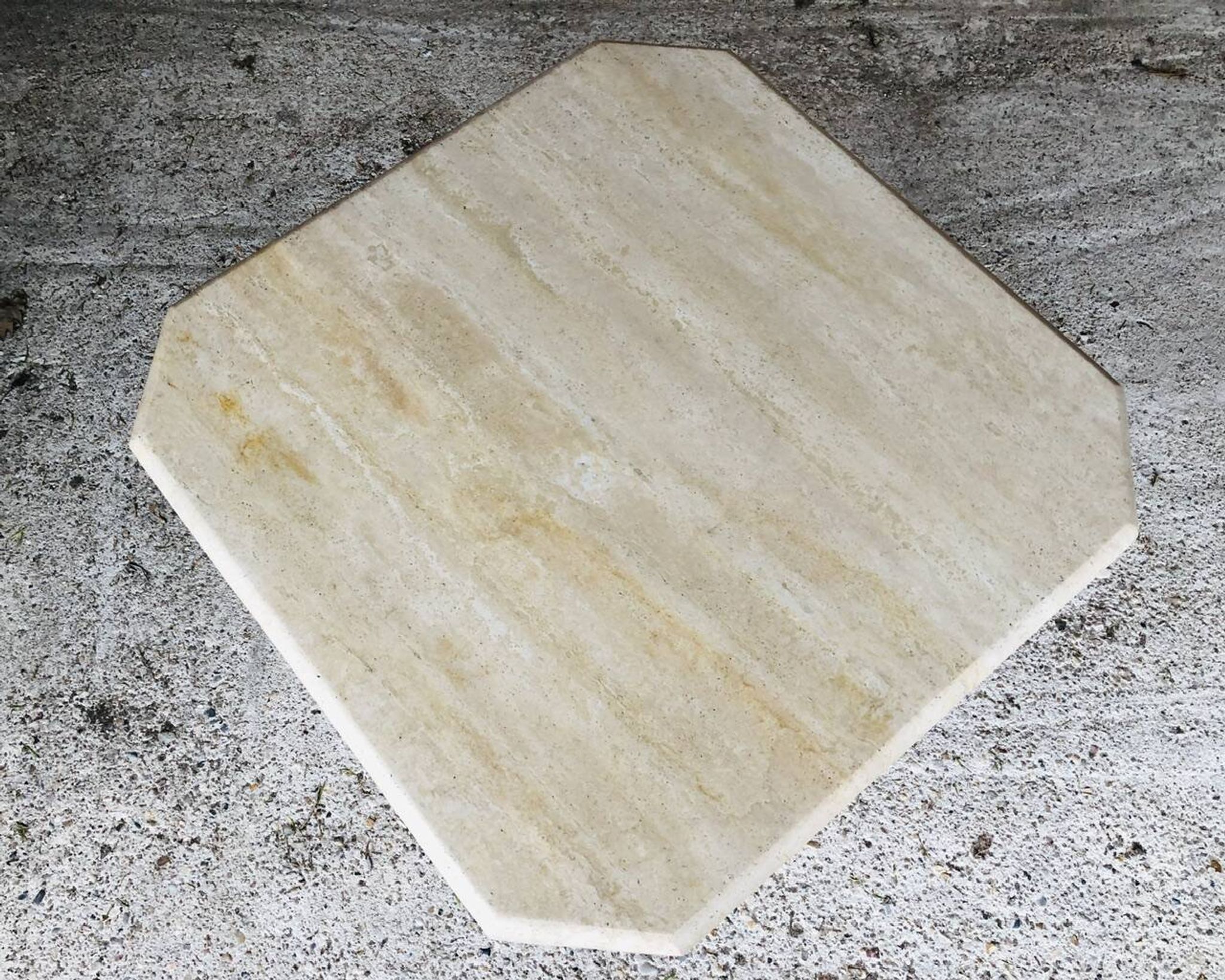 Table basse en travertin octogonale, vintage circa 70/80