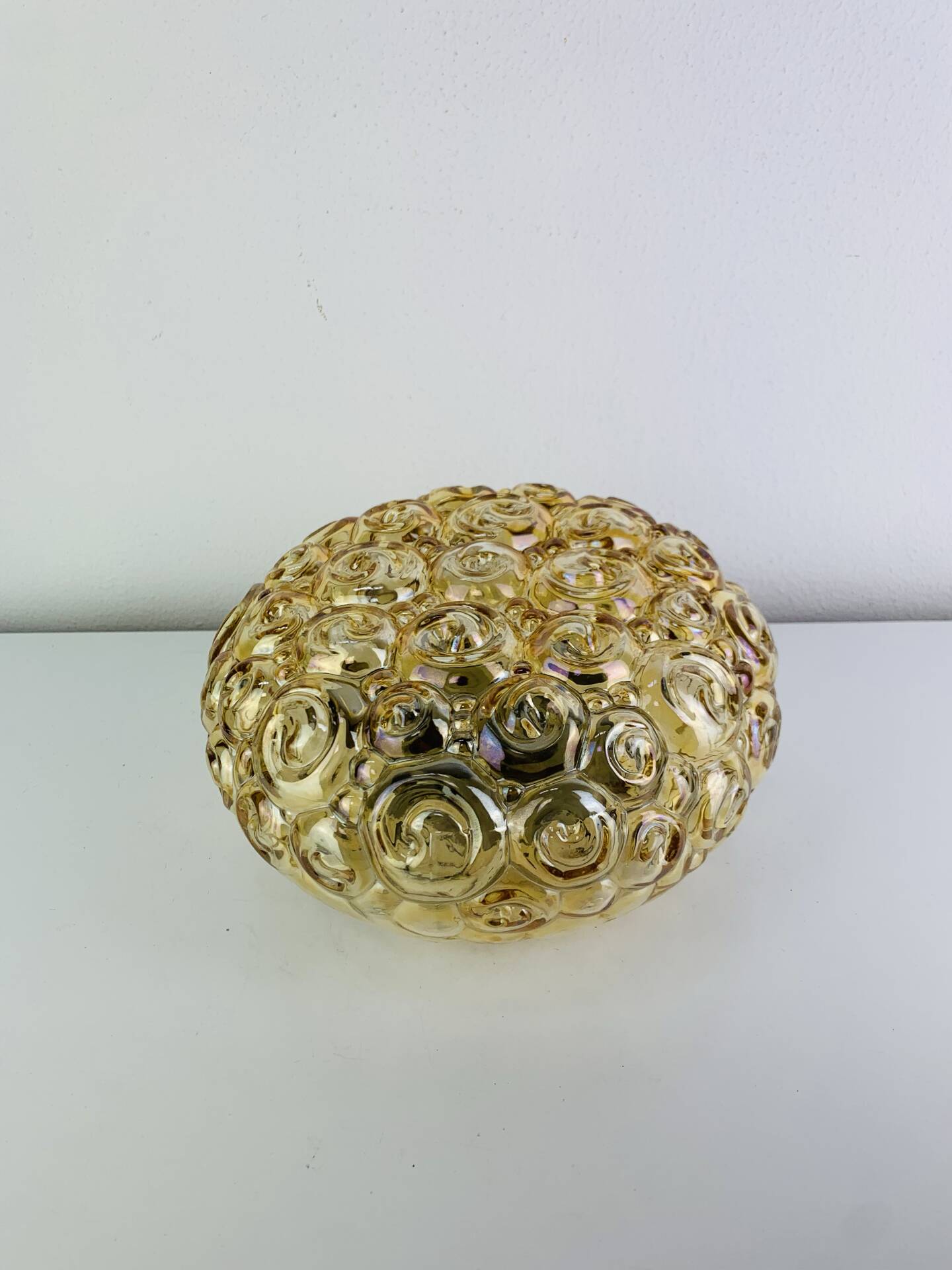 Amber glass Bubble wall light in the style of Helena Tynell, snail model. 60s.