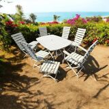 Vintage wood and metal garden furniture. Beautiful quality.
