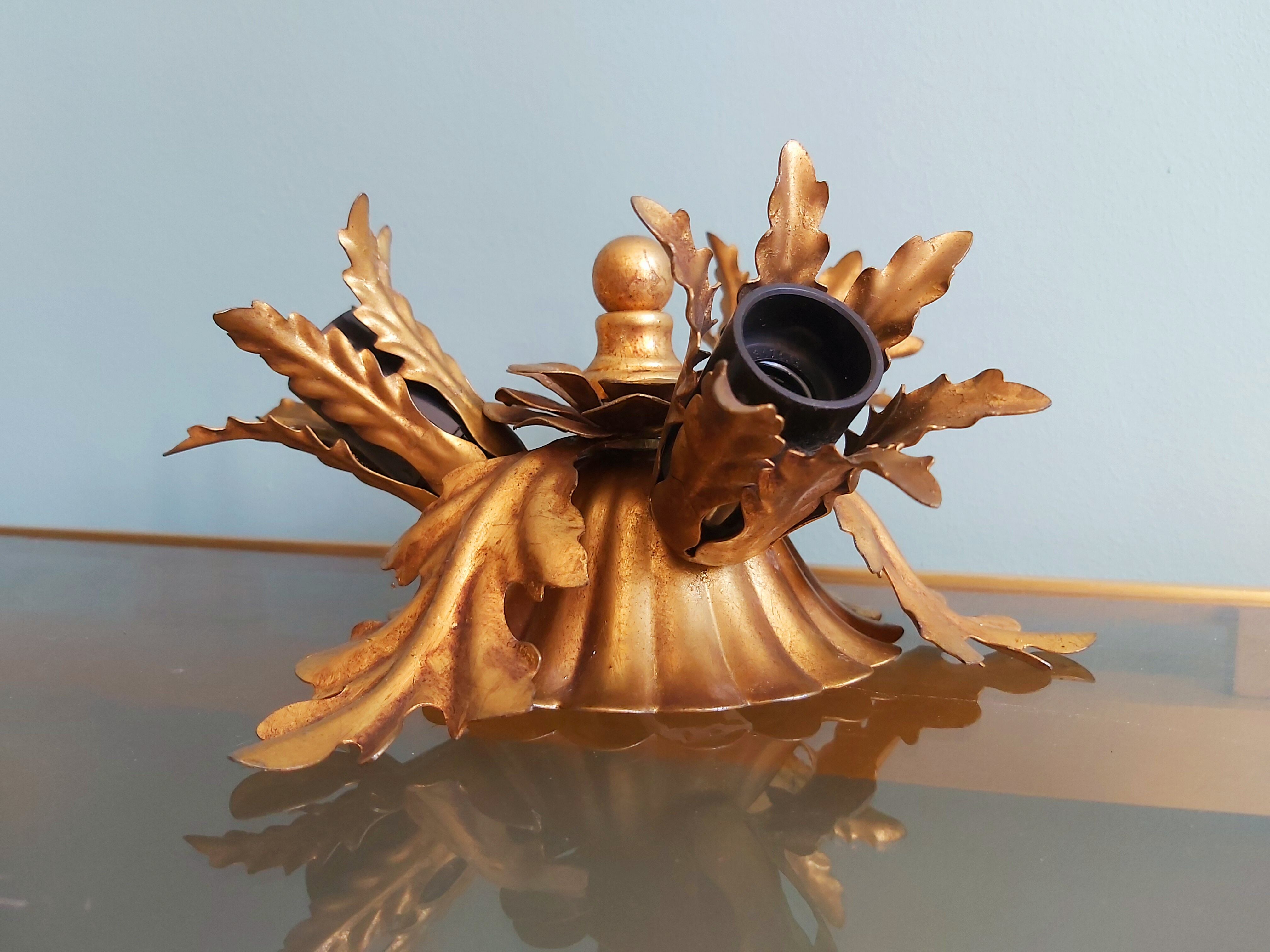 Wall lamp/ceiling lamp in gilded metal, Banci Firenze, 70s