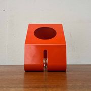 Orange metal table lamp, minimalist, modern mid-century space age, 1960s.