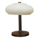 Danish desk lamp 1960s with decorative ribbed shade, brown metal