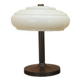 Danish desk lamp 1960s with decorative ribbed shade, brown metal