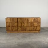 Brutalist Ashwood Sideboard with Sculptural Geometric Front