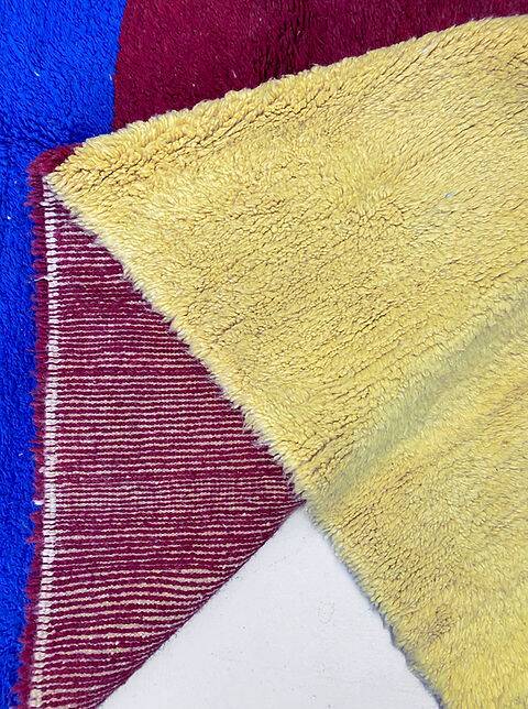 Burgundy, blue, young rug Handmade wool size 250cmx150cm