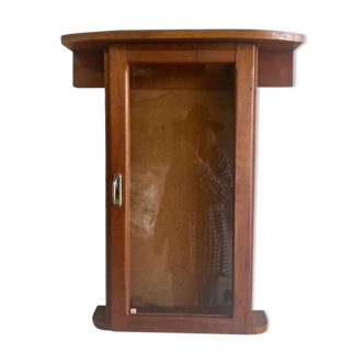 Vintage wall cabinet / mini showcase / wall cabinet: glass & wood