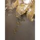 Murano Style Glass Clear and Gold Chandelier With Flowers and Leaves