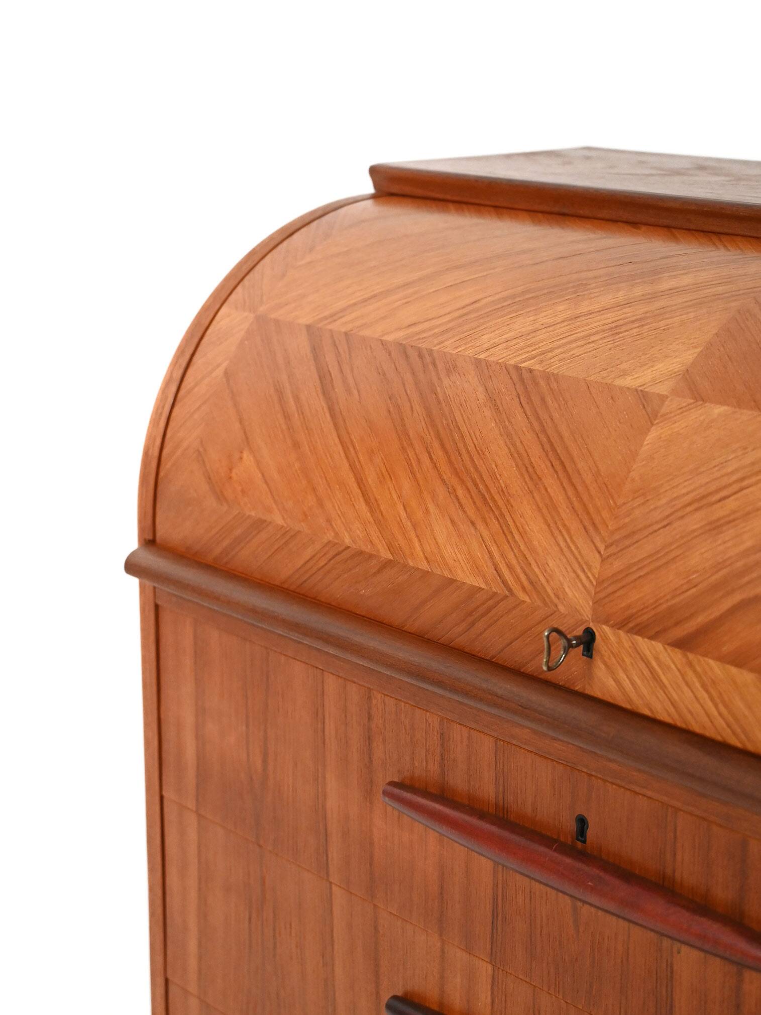 1950s Scandinavian teak secrétaire with elongated sculpted pulls