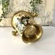 Cloisonne Ice Bucket, Vintage French Peach Enamel Pheasant Floral Desi