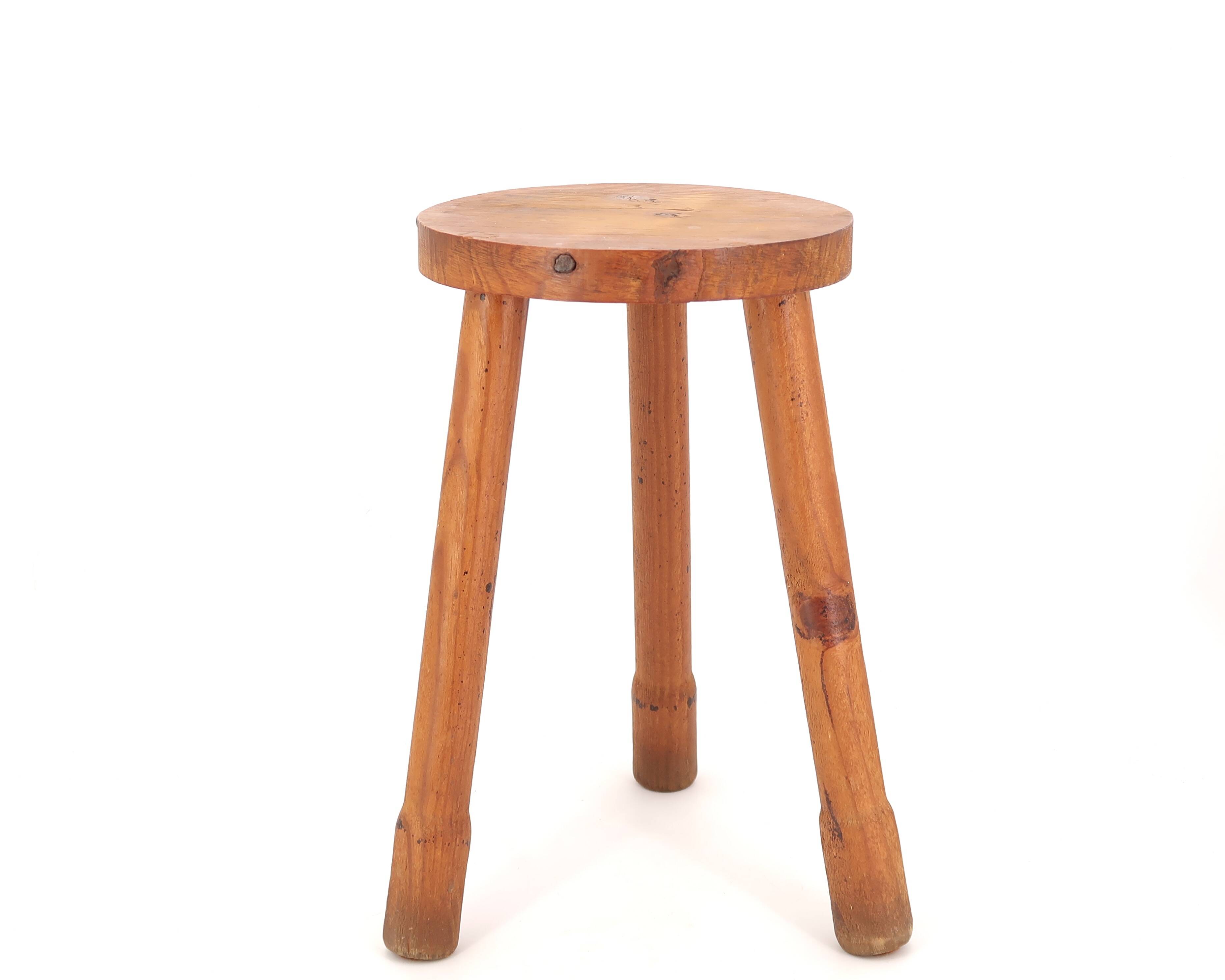 Wooden tripod stool, 1950s mountain furniture