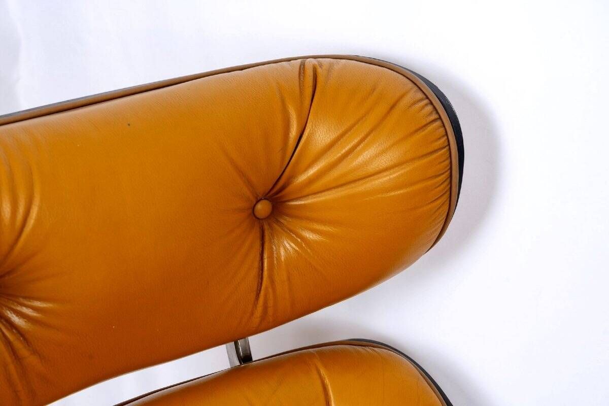 Lounge chair & son ottoman - leather & alu, xxth century